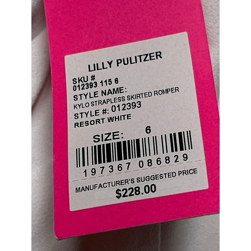 Lilly Pulitzer White Strapless Sweetheart Pleated Cocktail‎ Dress 012393 Size 6 - Picture 14 of 15
